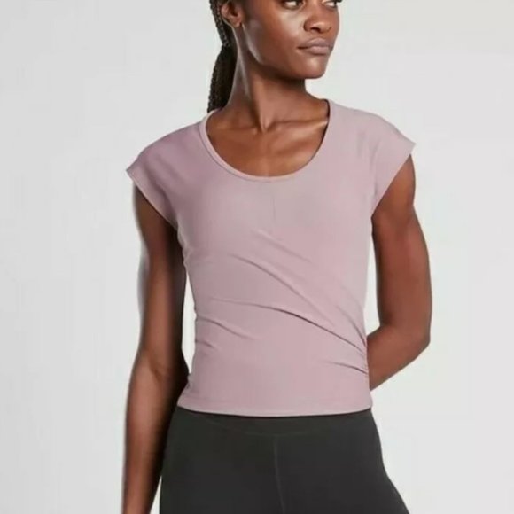 Athleta Bayview Tee Faux Wrap Floral Mauve - Picture 1 of 7